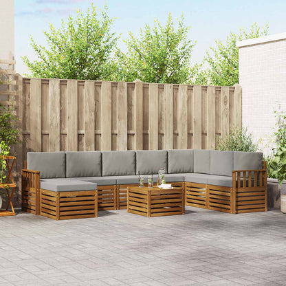 Set di divani da esterno 9 pcs Grigio Naturale e Chiaro