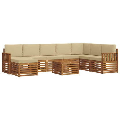 Set di divani da esterno con cuscino 9 pcs Naturale e Beige