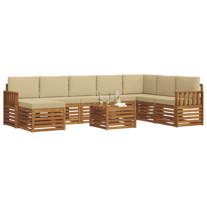 Set di divani da esterno con cuscino 9 pcs Naturale e Beige