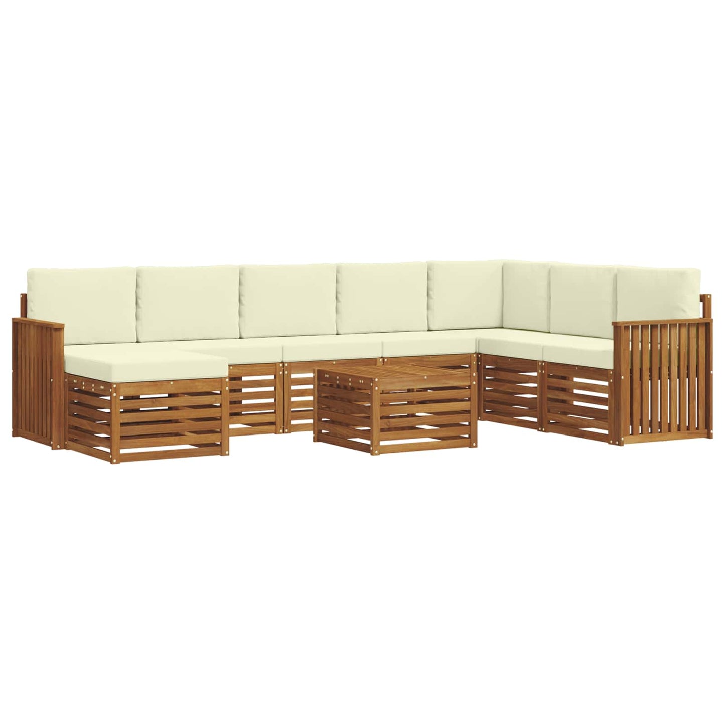 Set di divani da esterno con cuscino 9 pcs Naturale e Crema