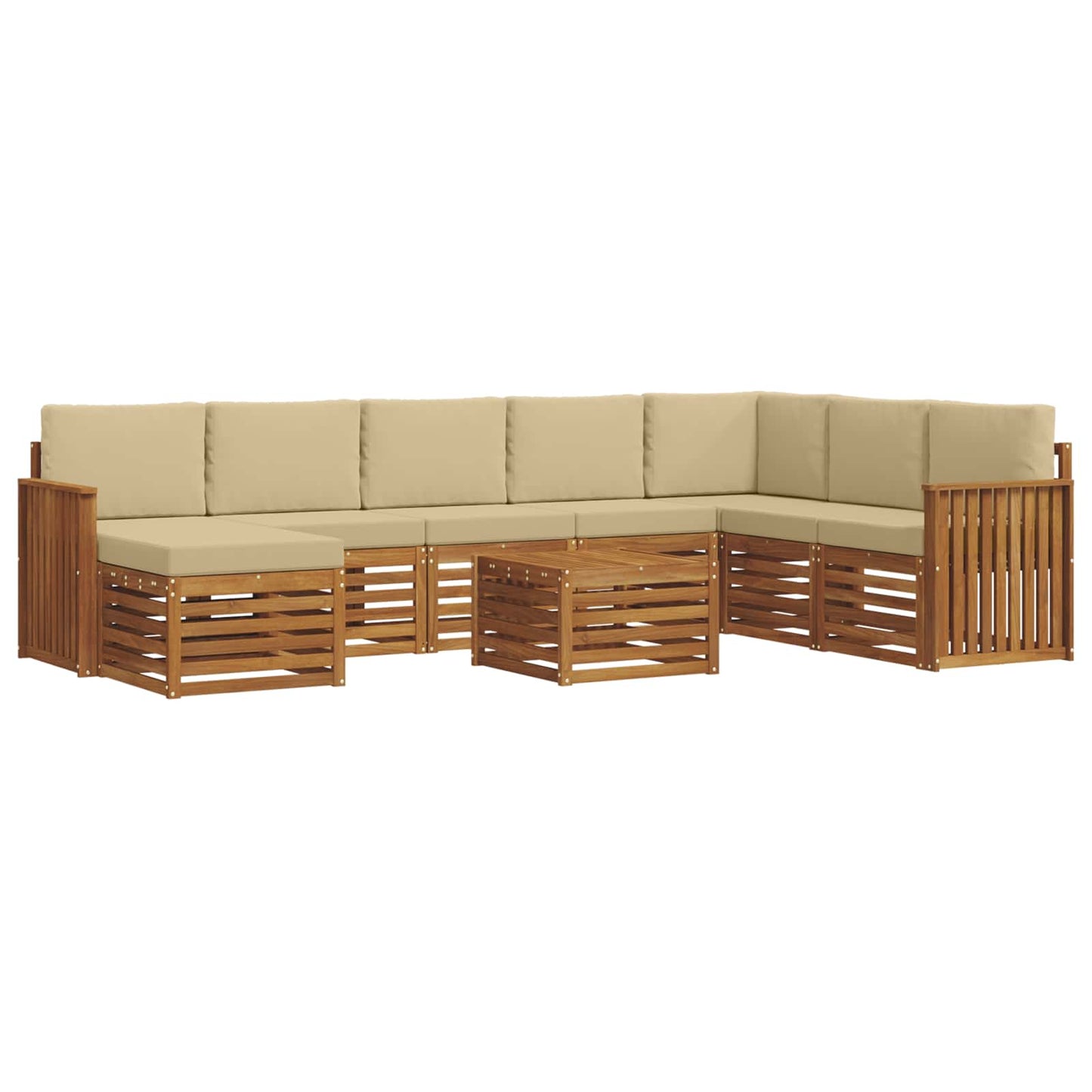 Set di divani da esterno con cuscino 9 pcs Naturale e Beige