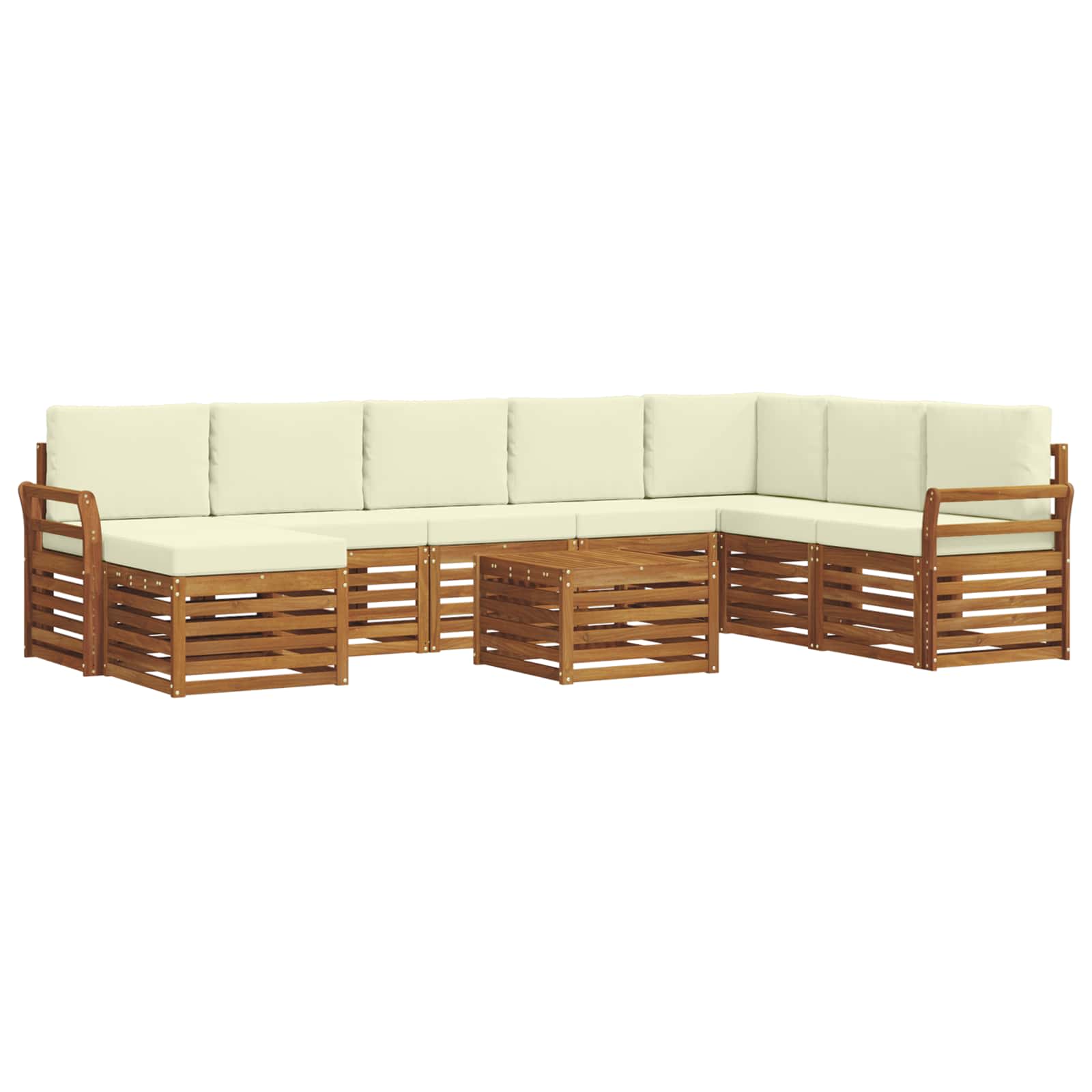 Set di divani da esterno con cuscino 9 pcs Naturale e Crema | homemem39