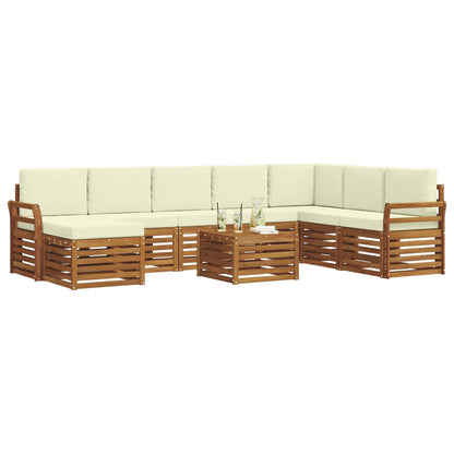 Set di divani da esterno con cuscino 9 pcs Naturale e Crema | homemem39