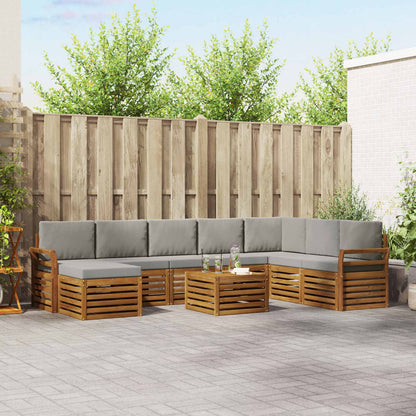 Set di divani da esterno 9 pcs Grigio Naturale e Chiaro