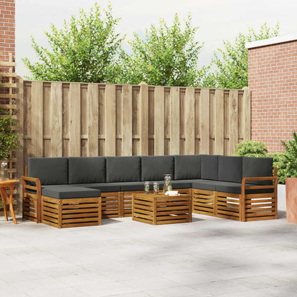 Set di divani da esterno con cuscino 9 pcs Naturale e Antracite | homemem39