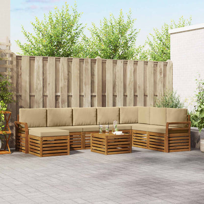 Set di divani da esterno con cuscino 9 pcs Naturale e Beige
