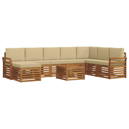 Set di divani da esterno con cuscino 9 pcs Naturale e Beige
