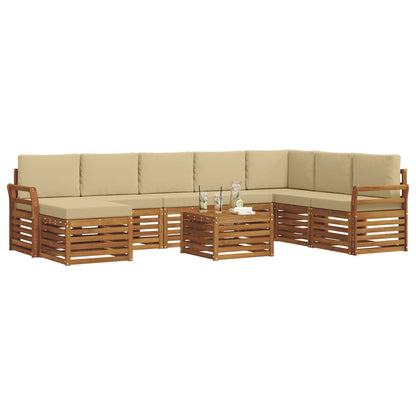 Set di divani da esterno con cuscino 9 pcs Naturale e Beige