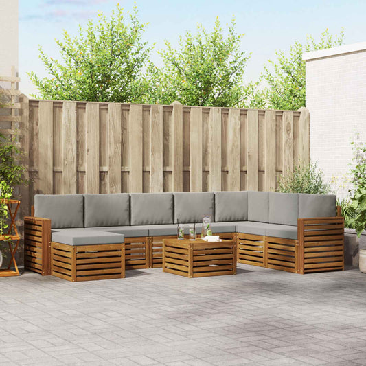 Set di divani da esterno 9 pcs Grigio Naturale e Chiaro | homemem39