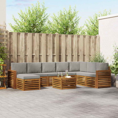 Set di divani da esterno 9 pcs Grigio Naturale e Chiaro