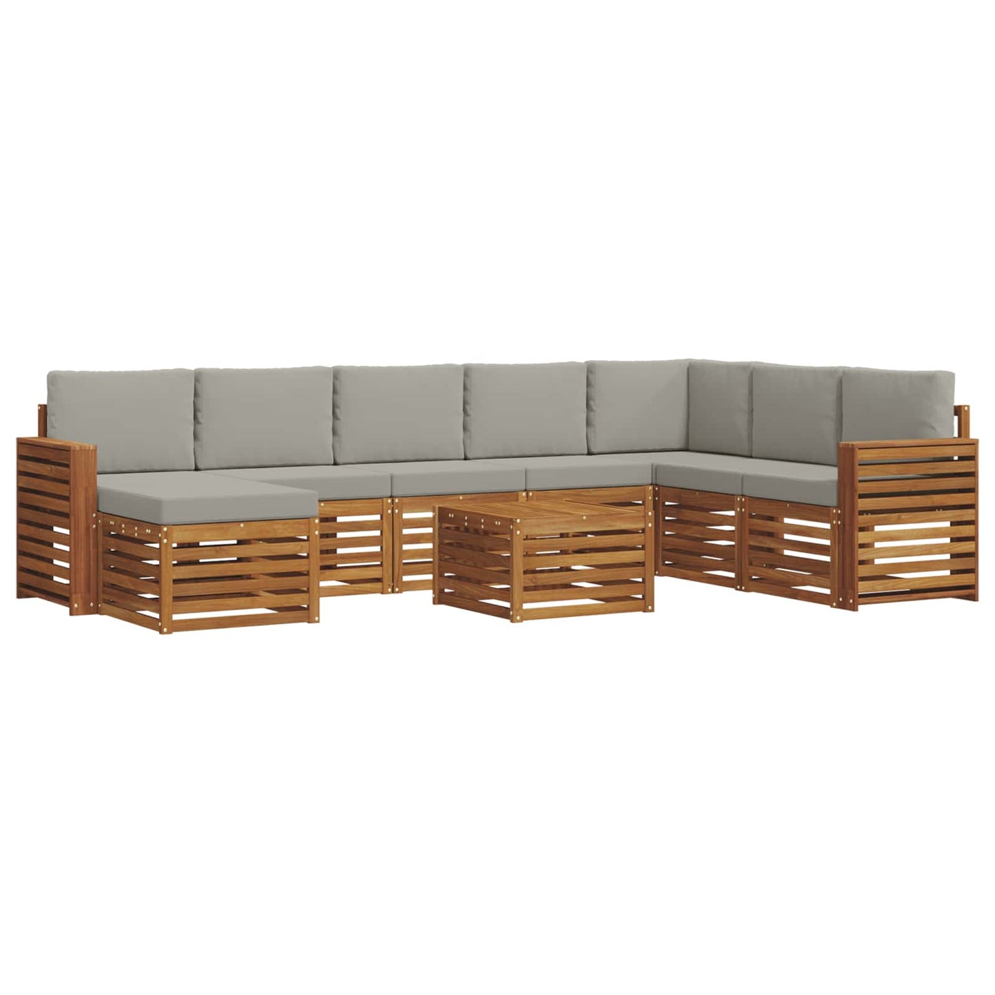 Set di divani da esterno 9 pcs Grigio Naturale e Chiaro