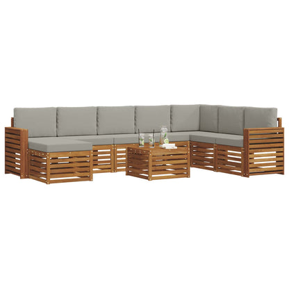 Set di divani da esterno 9 pcs Grigio Naturale e Chiaro | homemem39