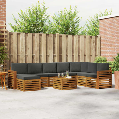 Set di divani da esterno con cuscino 9 pcs Naturale e Antracite