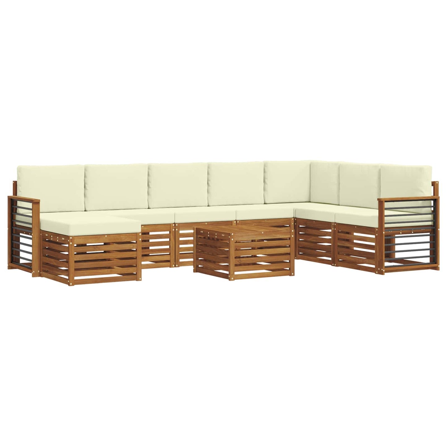 Set di divani da esterno con cuscino 9 pcs Naturale e Crema