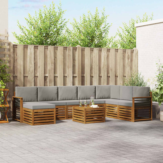 Set di divani da esterno 9 pcs Grigio Naturale e Chiaro | homemem39