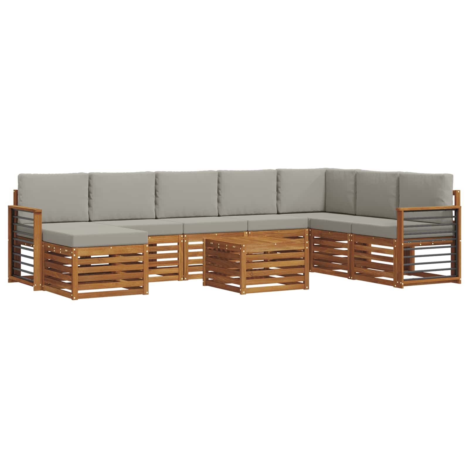 Set di divani da esterno 9 pcs Grigio Naturale e Chiaro | homemem39