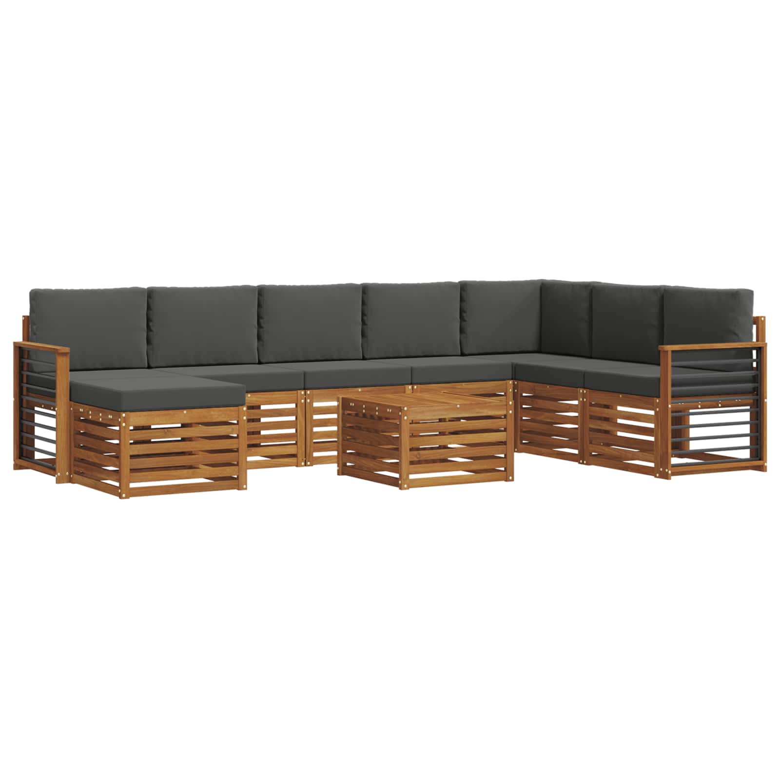 Set di divani da esterno con cuscino 9 pcs Naturale e Antracite | homemem39