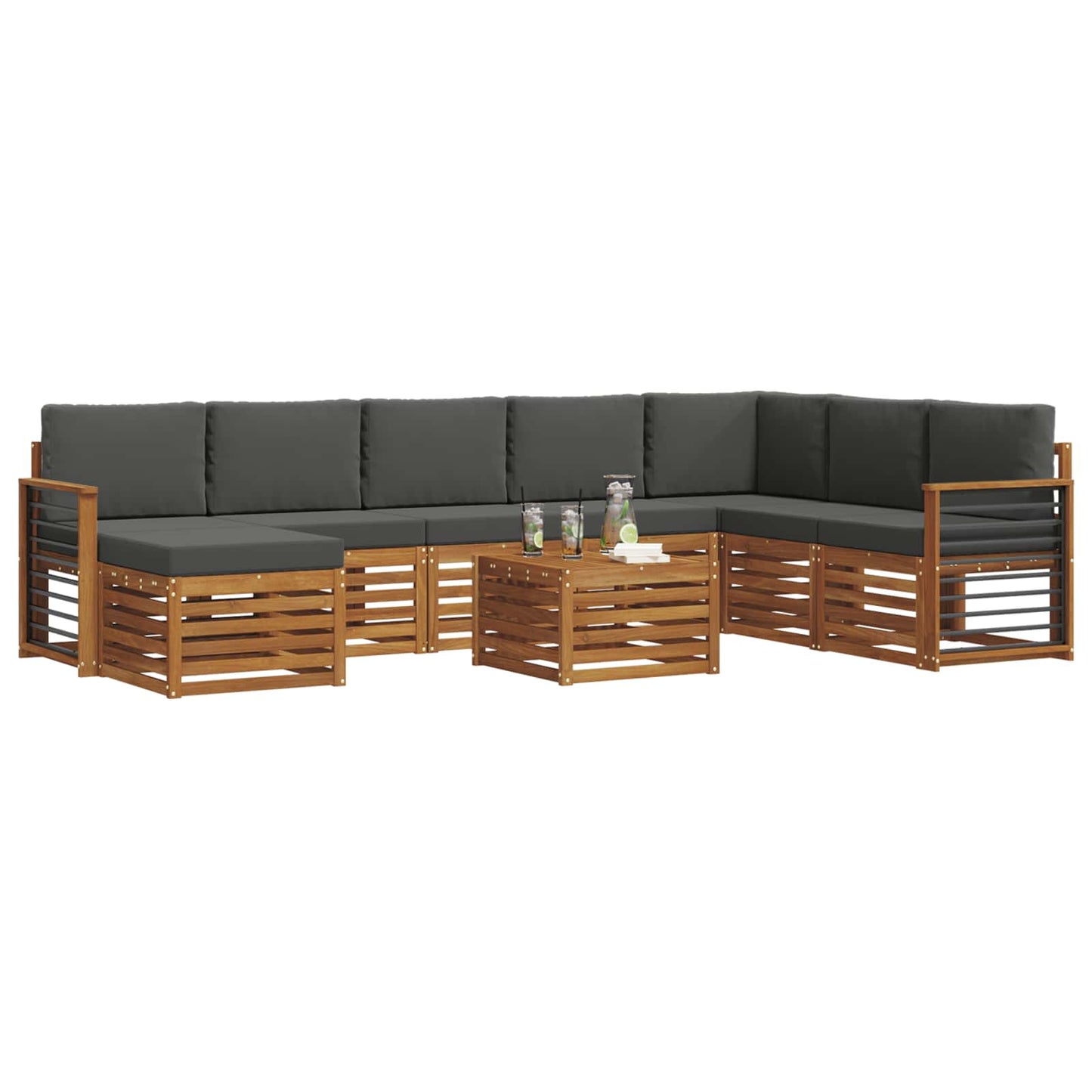 Set di divani da esterno con cuscino 9 pcs Naturale e Antracite