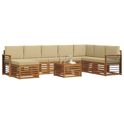 Set di divani da esterno con cuscino 9 pcs Naturale e Beige