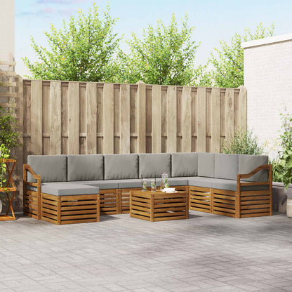 Set di divani da esterno 9 pcs Grigio Naturale e Chiaro | homemem39