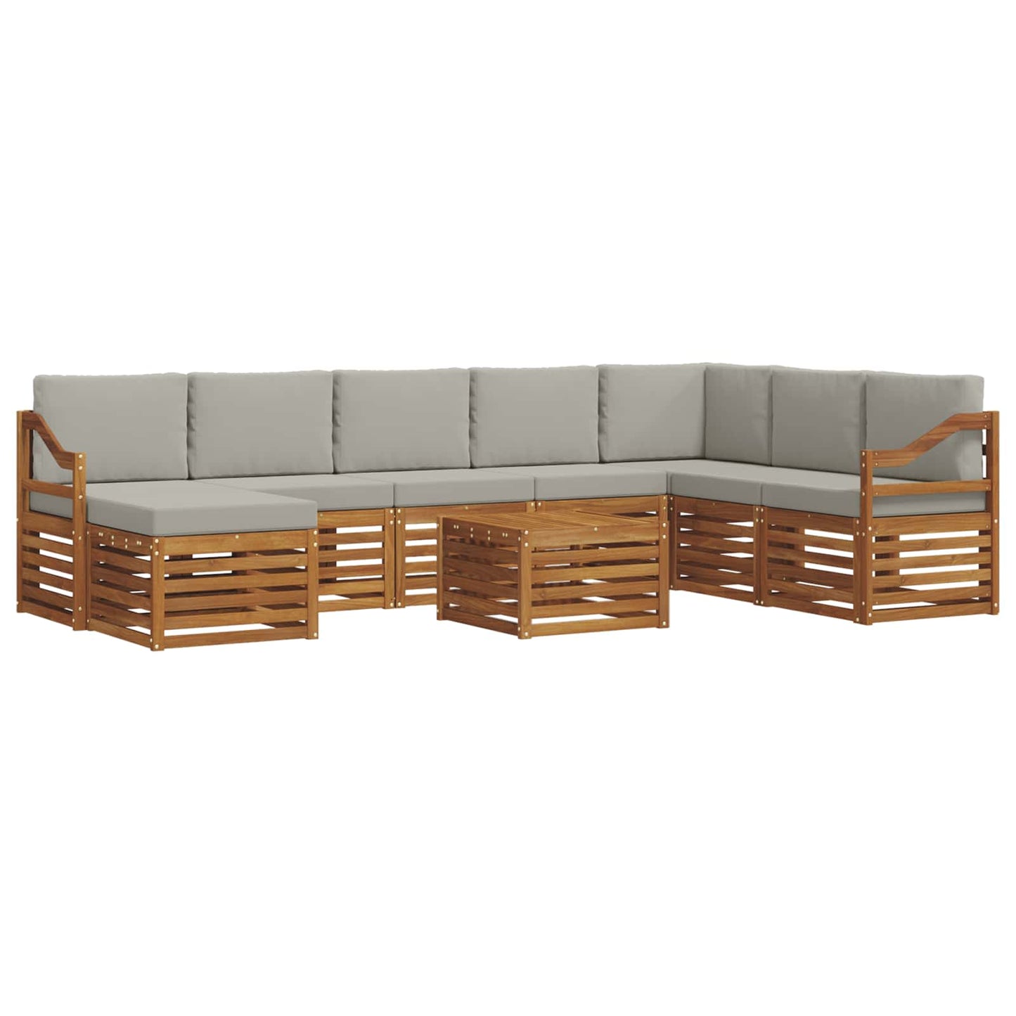 Set di divani da esterno 9 pcs Grigio Naturale e Chiaro | homemem39