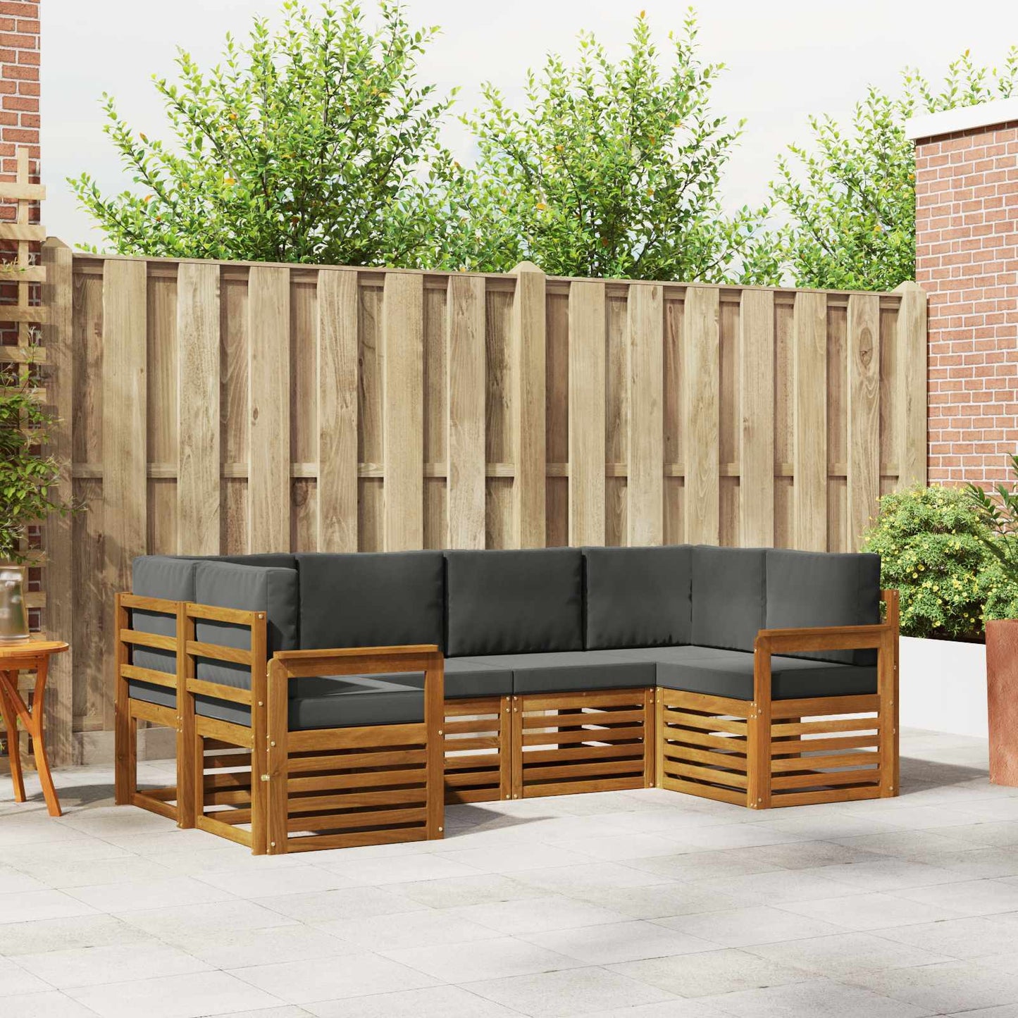 Set divano sezionale con cuscino 6 pcs Naturale e Antracite | homemem39