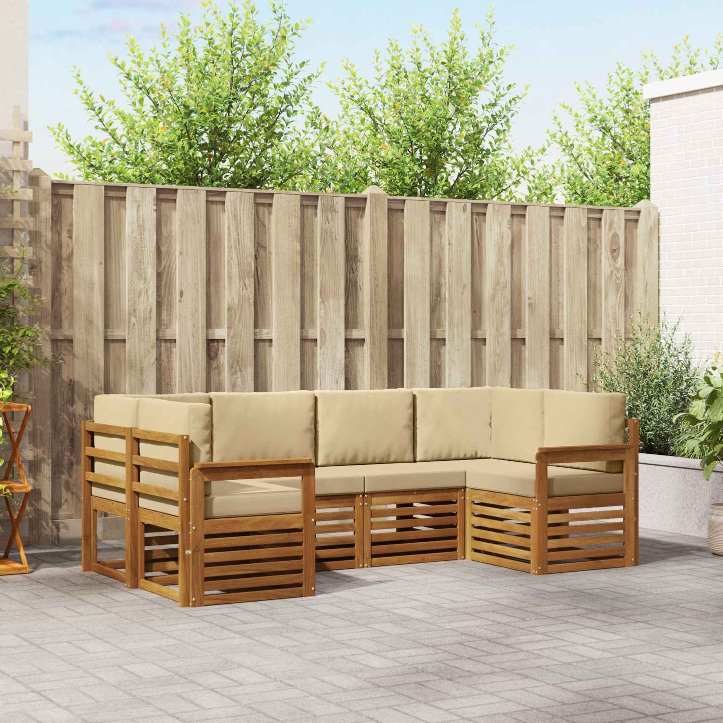 Set divano sezionale con cuscino 6 pcs Naturale