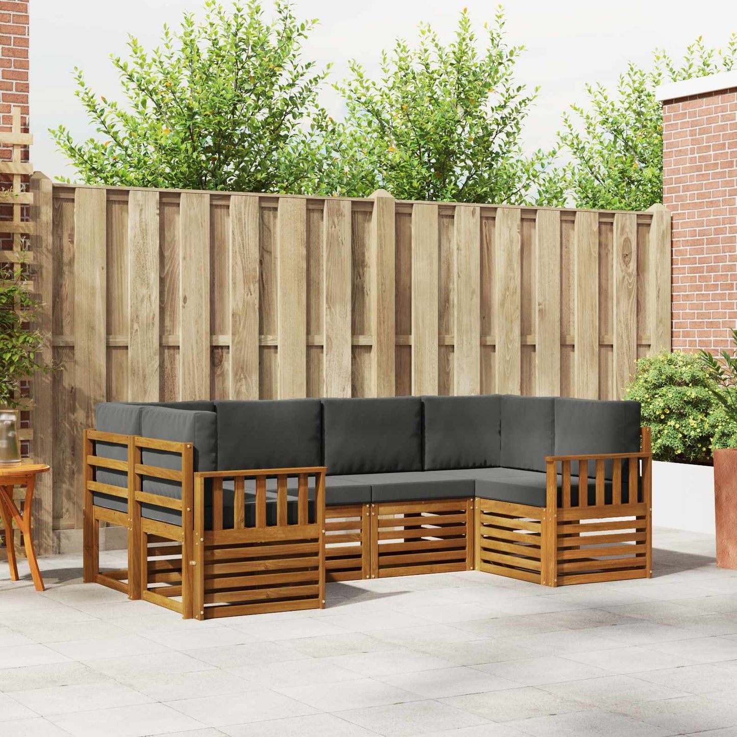 Set divano sezionale con cuscino 6 pcs Naturale e Antracite