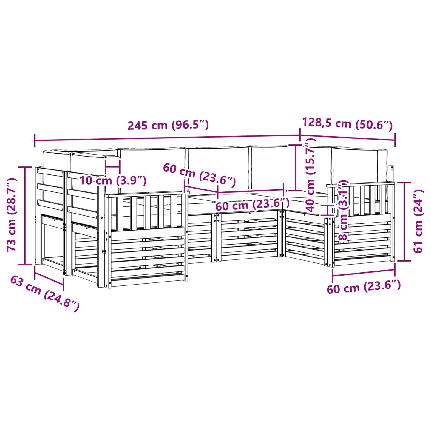 Set divano sezionale con cuscino 6 pcs Naturale e Antracite
