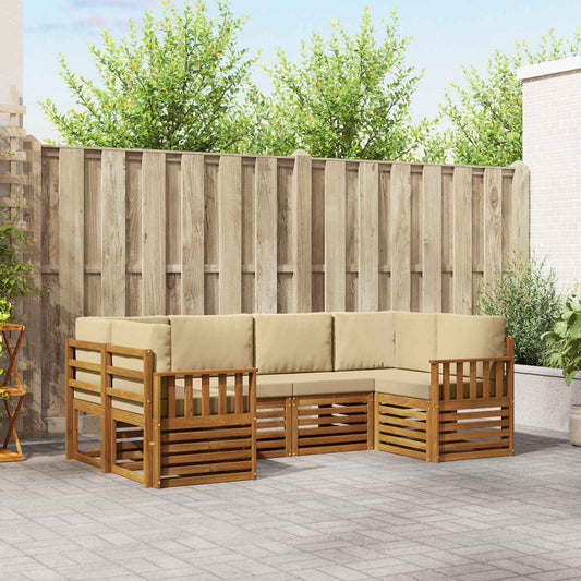 Set divano sezionale con cuscino 6 pcs Naturale