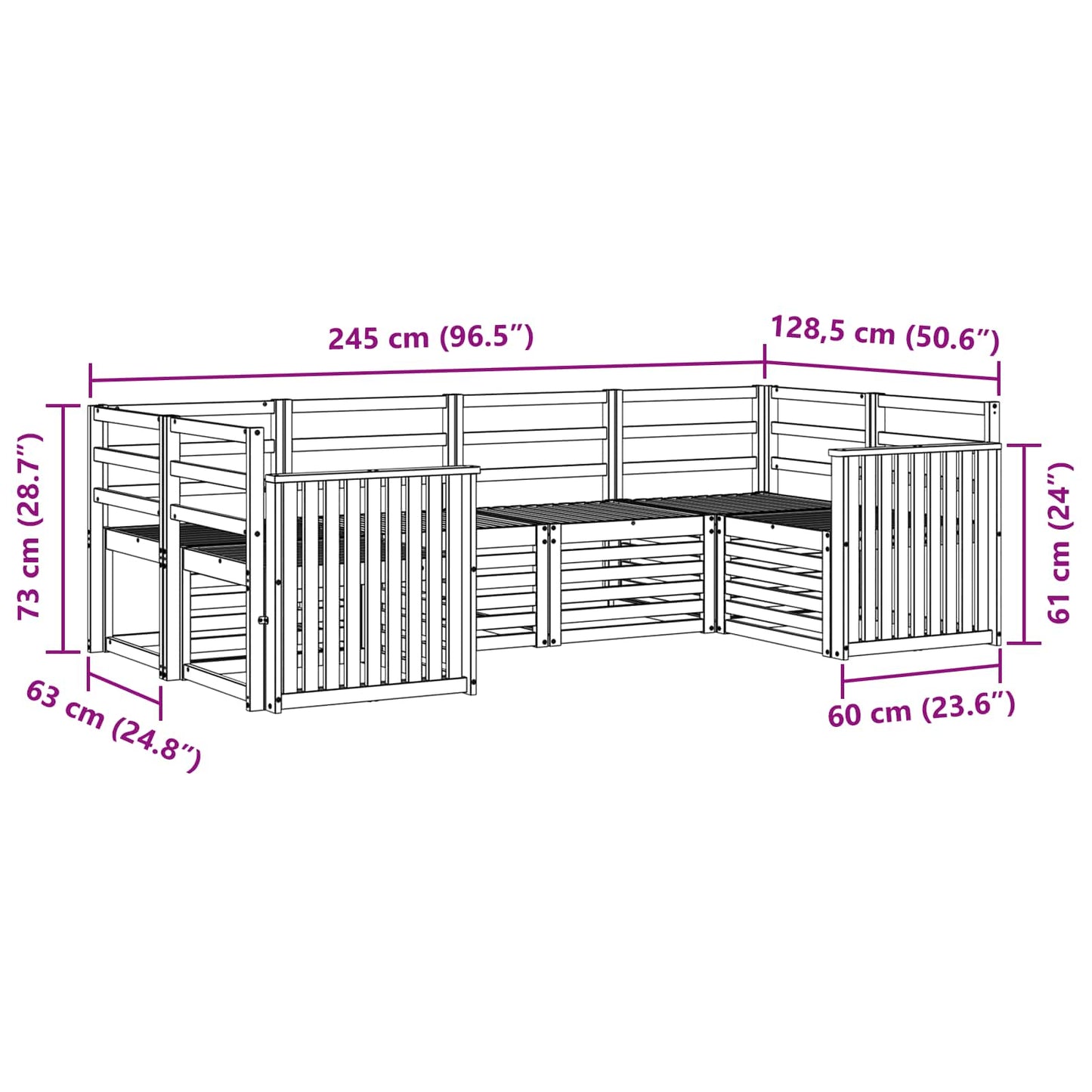 Set divano sezionale 6 pcs Naturale | homemem39