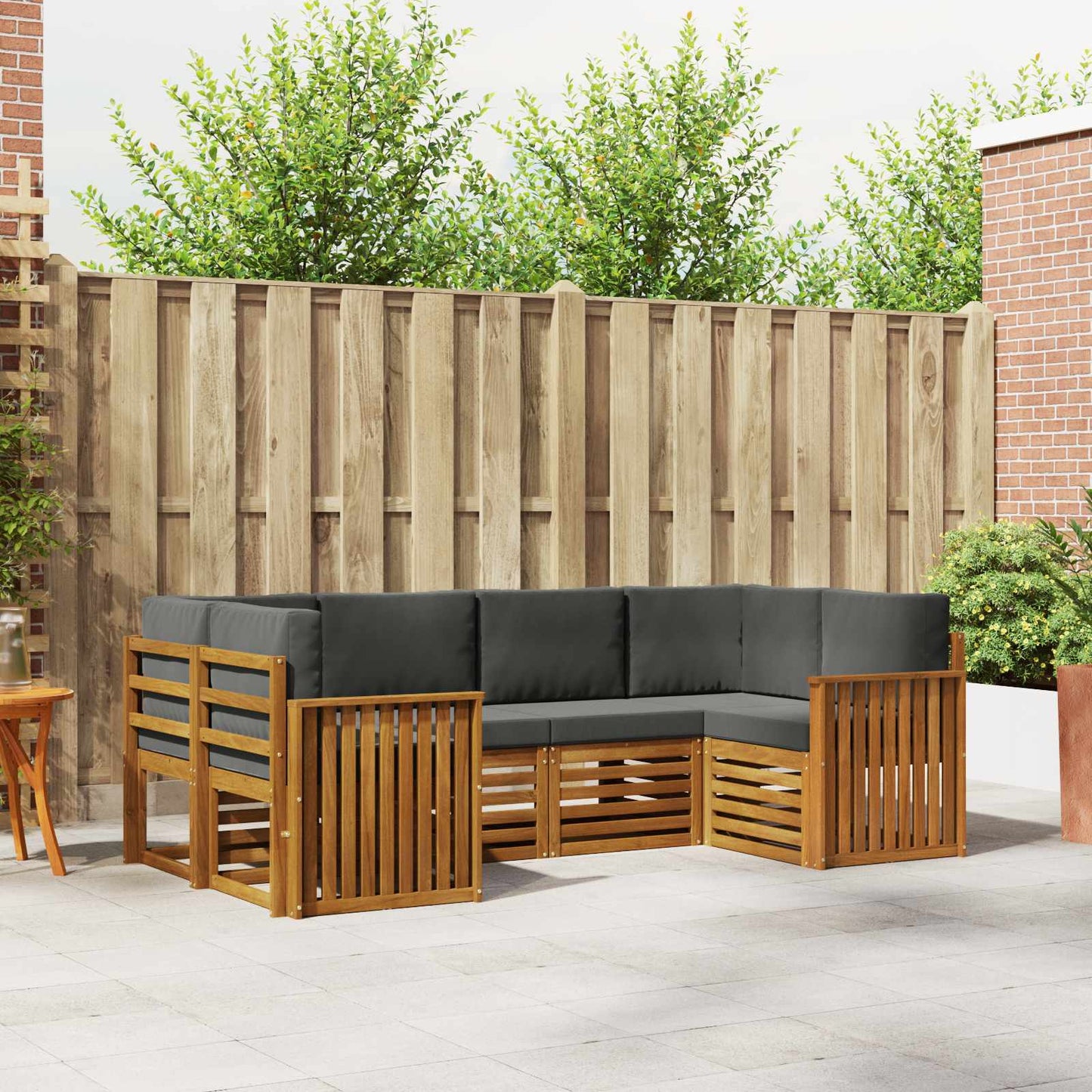 Set divano sezionale con cuscino 6 pcs Naturale e Antracite