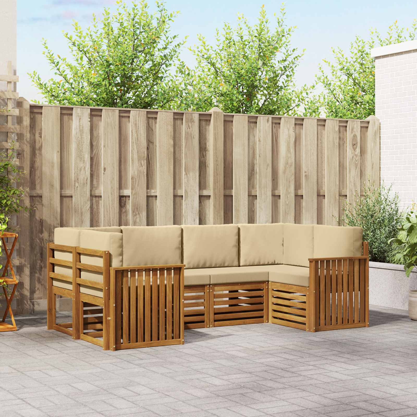 Set divano sezionale con cuscino 6 pcs Naturale | homemem39