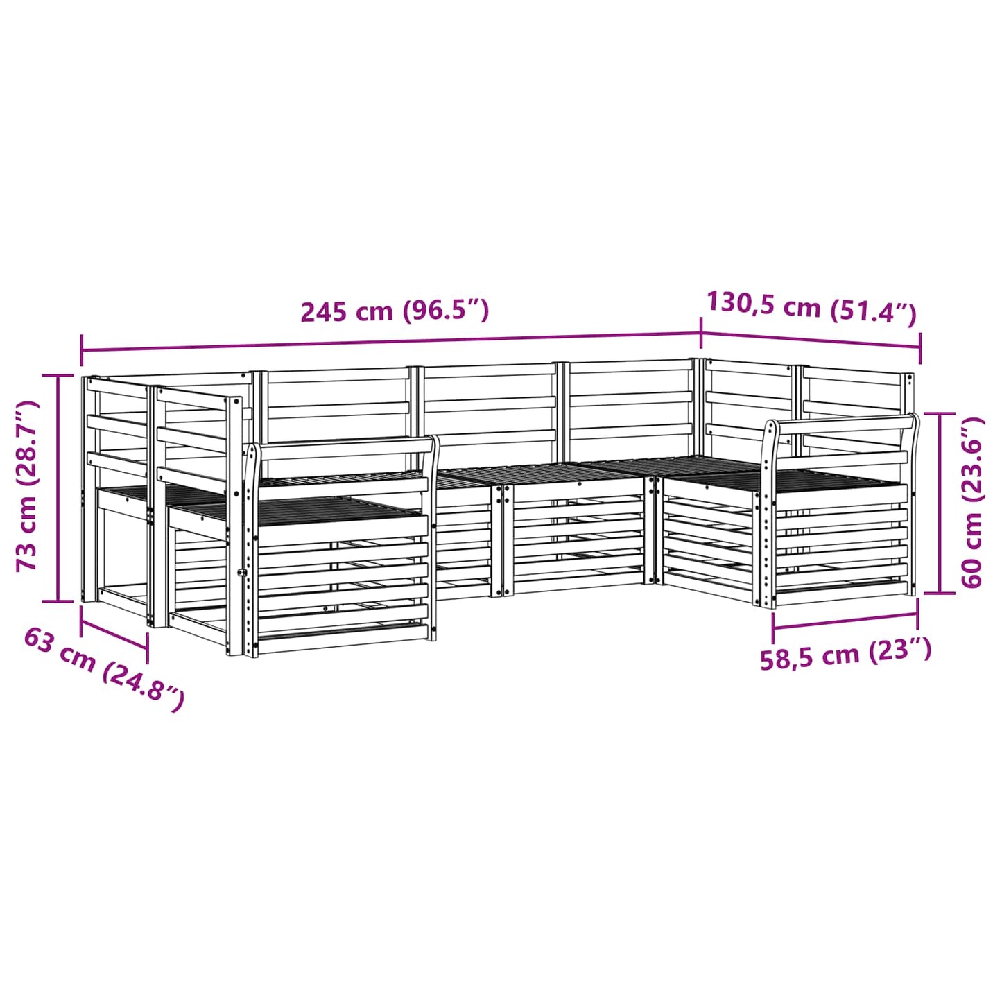 Set divano sezionale 6 pcs Naturale