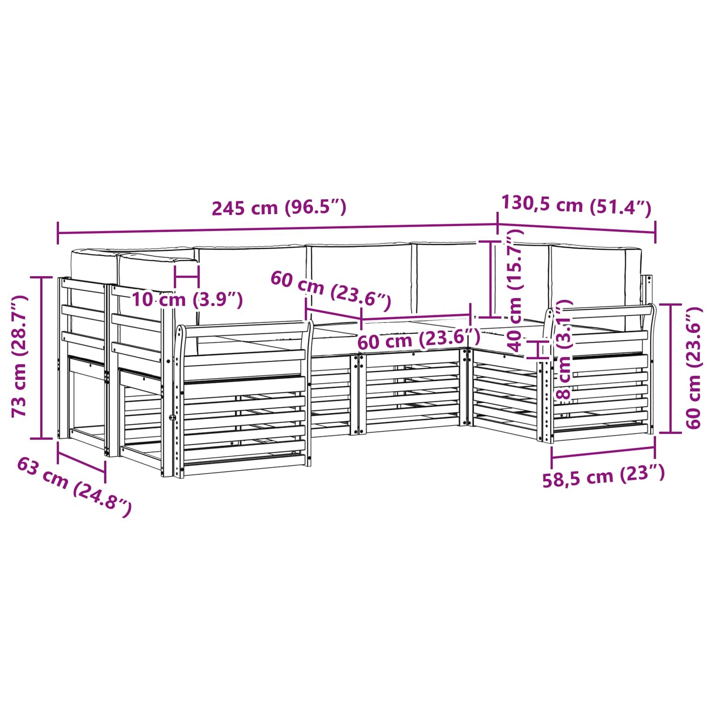 Set divano sezionale con cuscino 6 pcs Naturale e Antracite