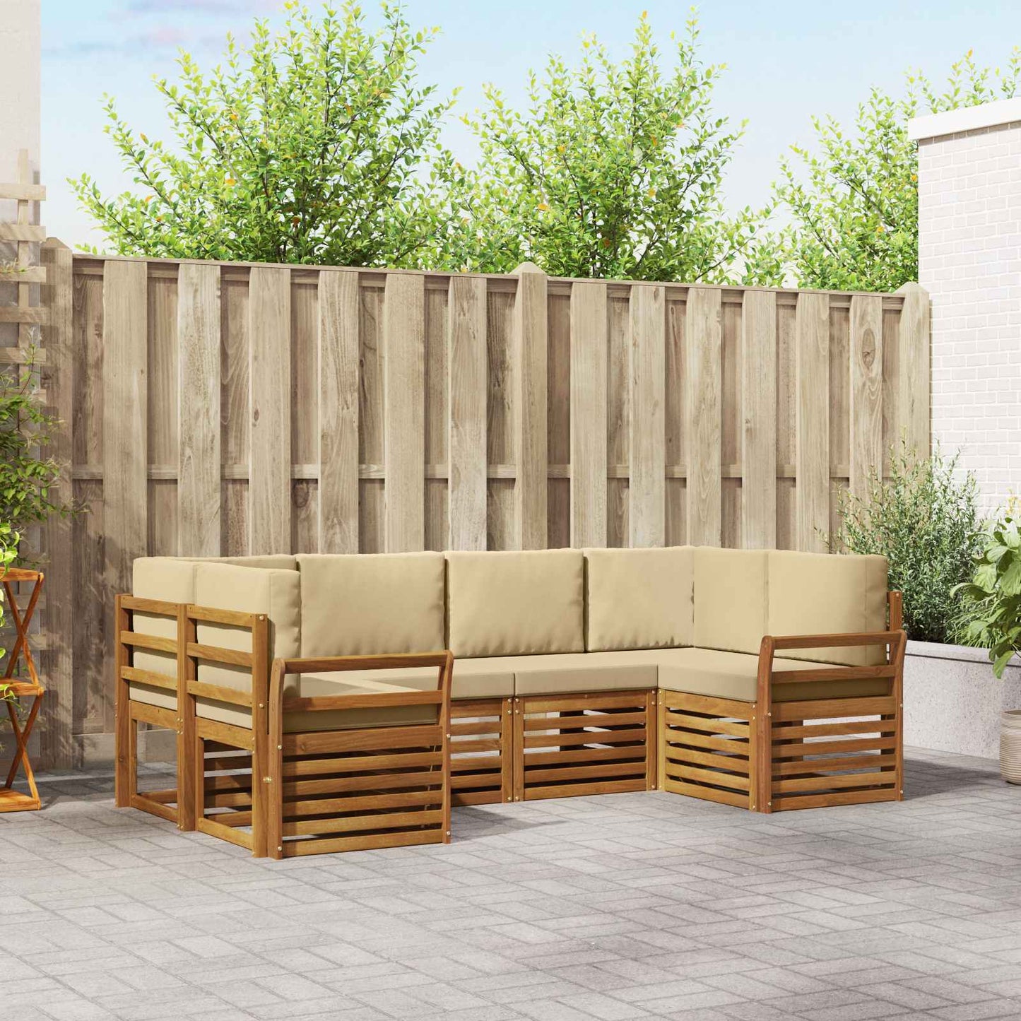 Set divano sezionale con cuscino 6 pcs Naturale