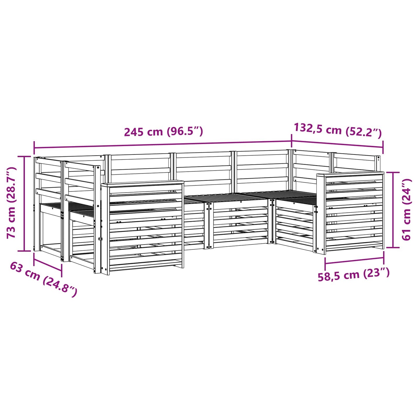 Set divano sezionale 6 pcs Naturale