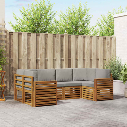 Set divano sezionale con cuscino 6 pcs Grigio Naturale e Chiaro