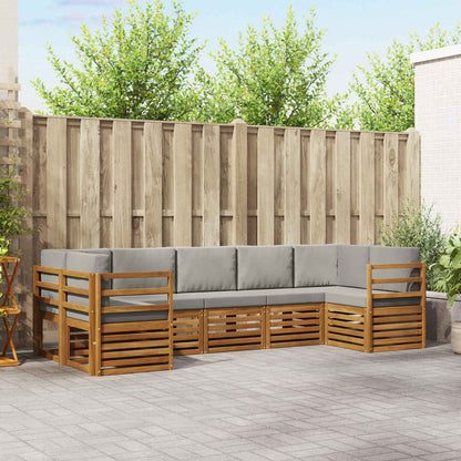 Set divano sezionale con cuscino 7 pcs Grigio Naturale e Chiaro | homemem39