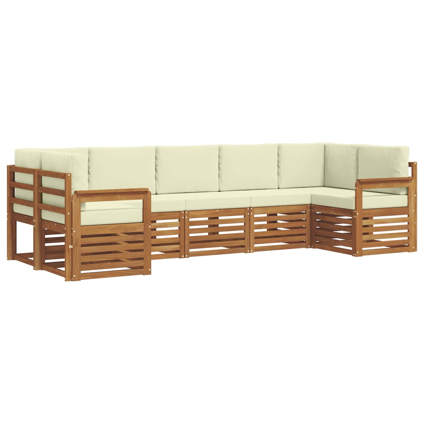 Set divano sezionale con cuscino 7 pcs Naturale e Crema | homemem39