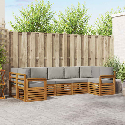 Set divano sezionale con cuscino 7 pcs Grigio Naturale e Chiaro