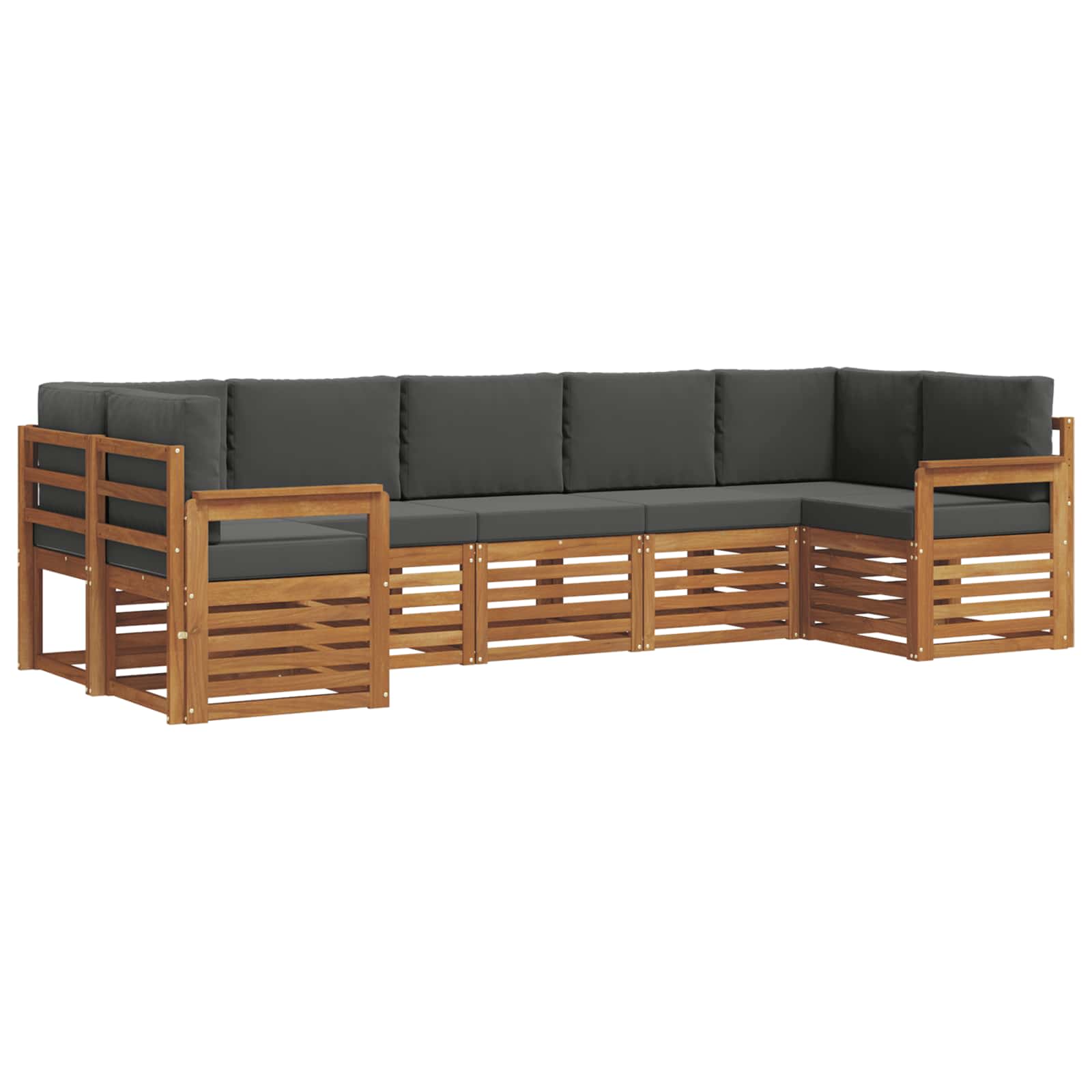 Set divano sezionale con cuscino 7 pcs Naturale e Antracite | homemem39