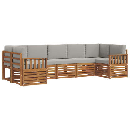 Set divano sezionale con cuscino 7 pcs Grigio Naturale e Chiaro | homemem39