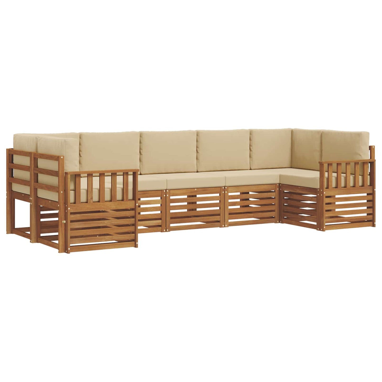 Set divano sezionale con cuscino 7 pcs Naturale e Beige