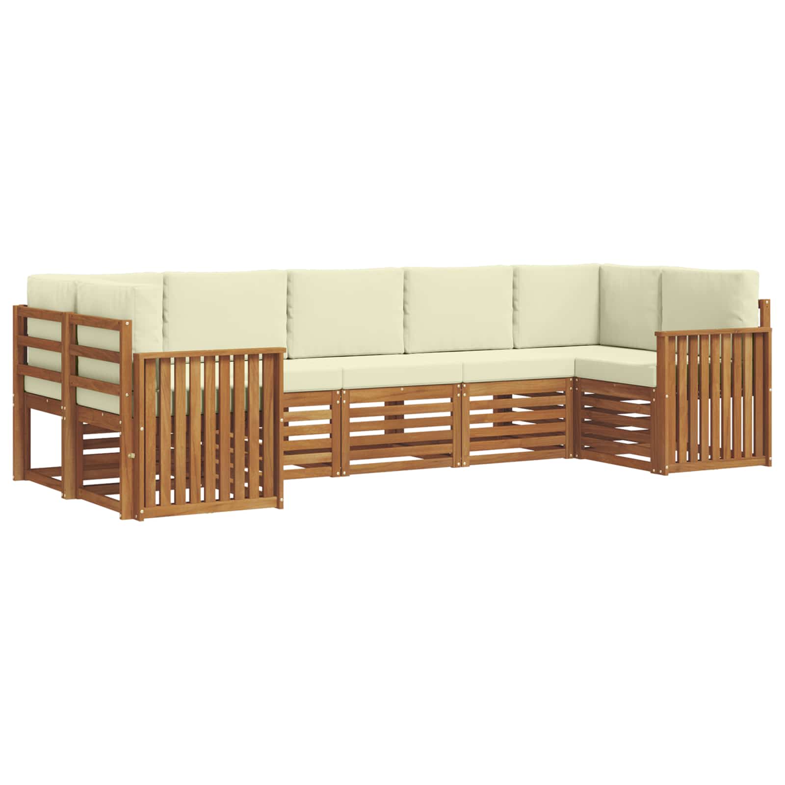 Set divano sezionale con cuscino 7 pcs Naturale e Crema | homemem39