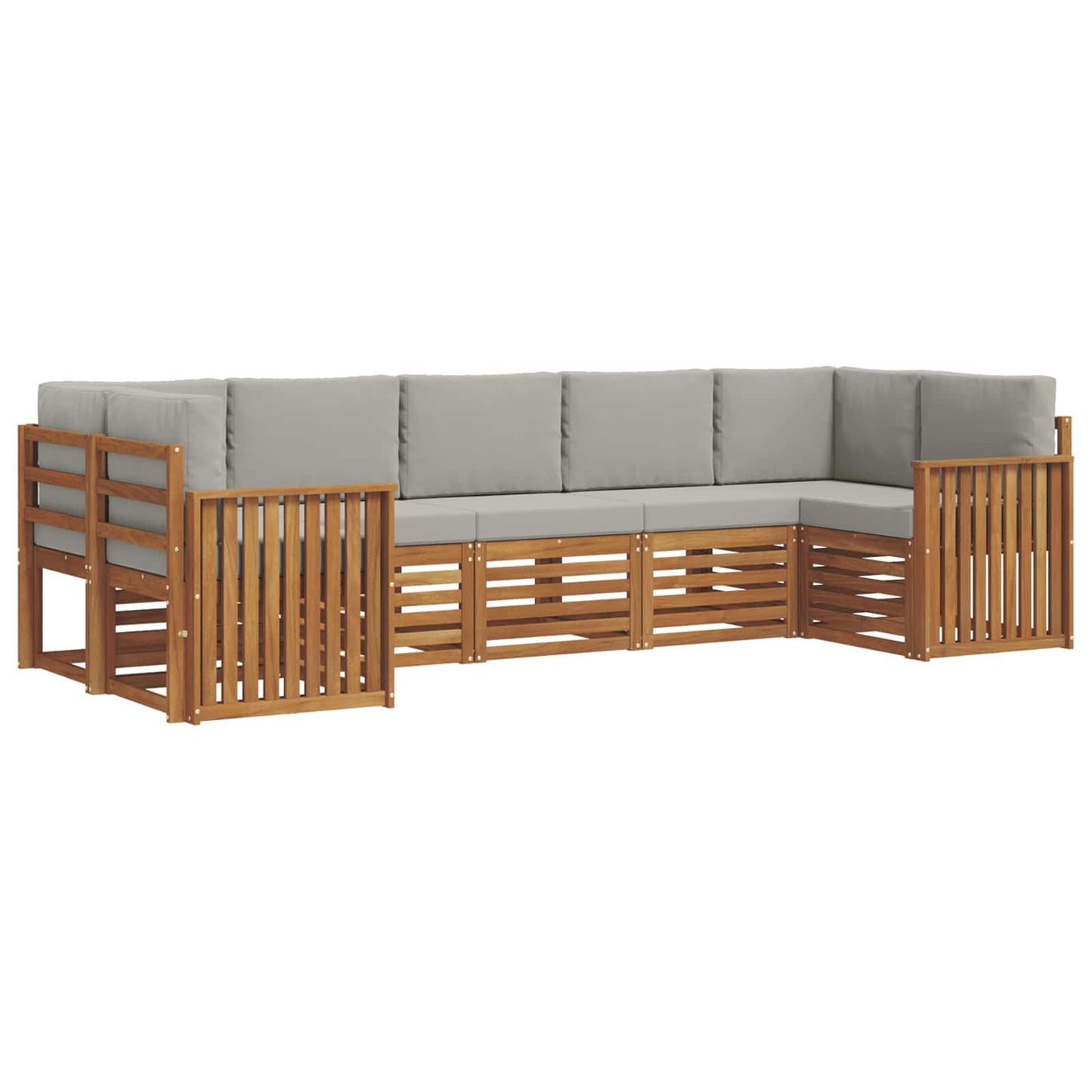 Set divano sezionale con cuscino 7 pcs Grigio Naturale e Chiaro | homemem39