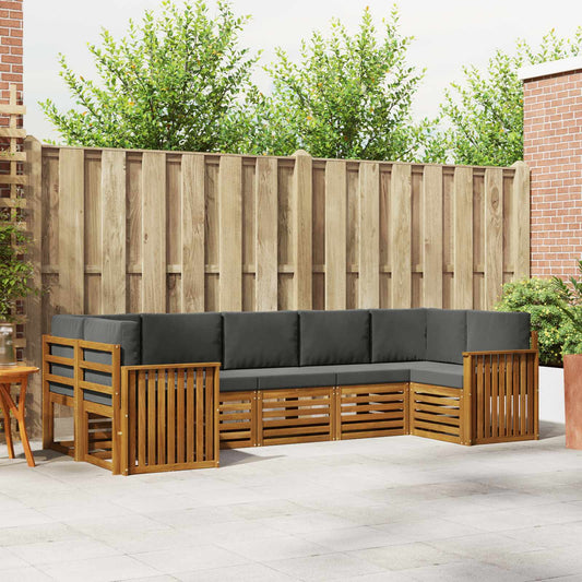 Set divano sezionale con cuscino 7 pcs Naturale e Antracite