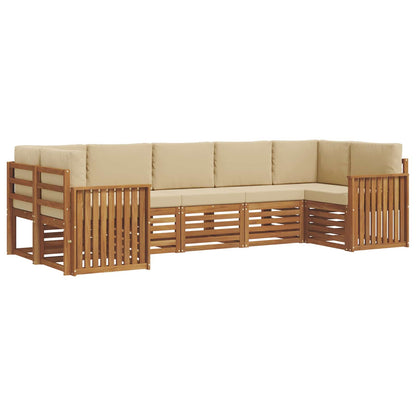 Set divano sezionale con cuscino 7 pcs Naturale e Beige | homemem39