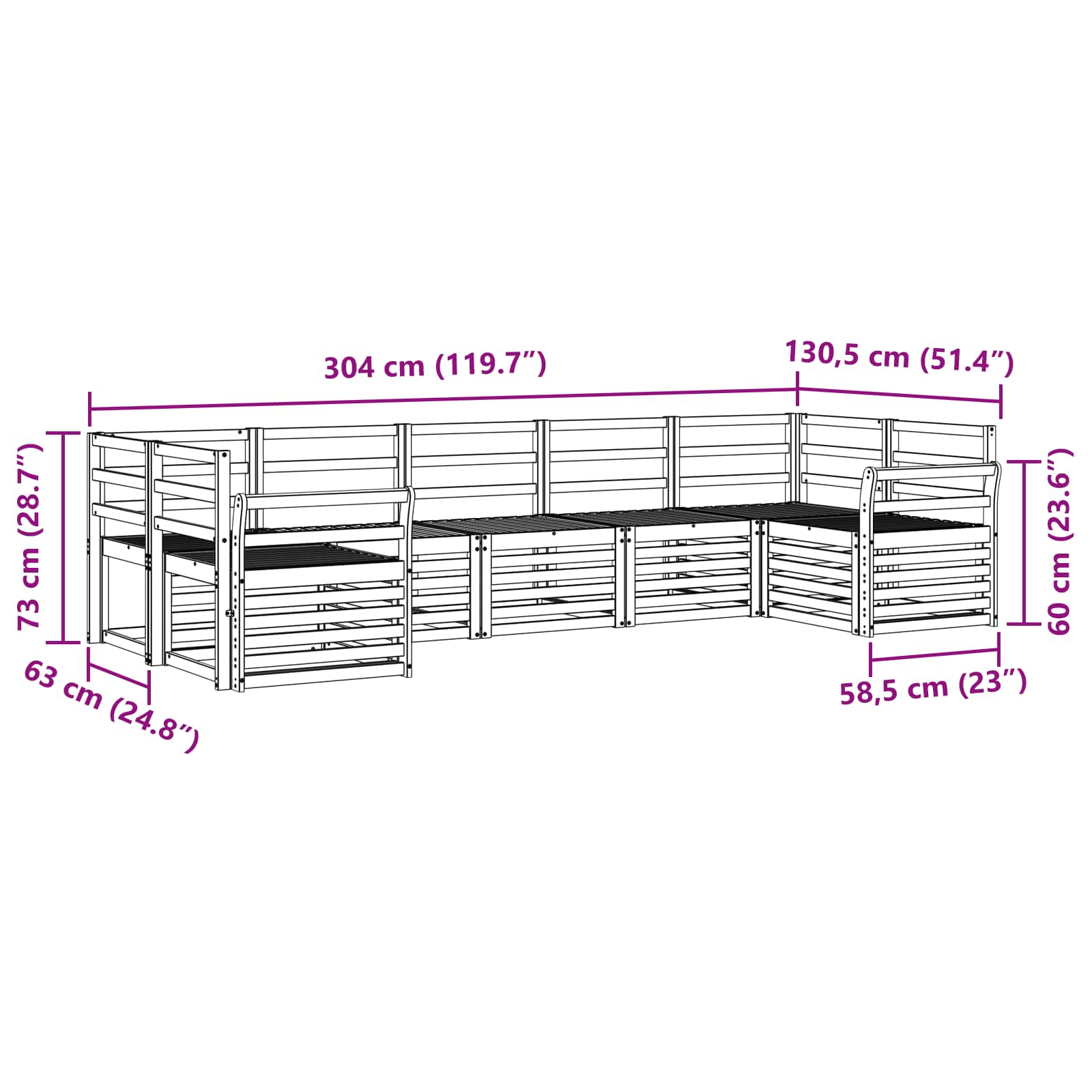 Set divano sezionale 7 pcs Naturale | homemem39