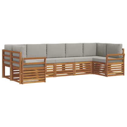 Set divano sezionale con cuscino 7 pcs Grigio Naturale e Chiaro | homemem39